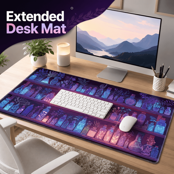 ALUNE Mystical Potion Bottle XXL Desk Mat, 31.5"x15.7" Waterproof Extended Mouse Pad, Non-Slip Rubber Base for Gaming & Office
