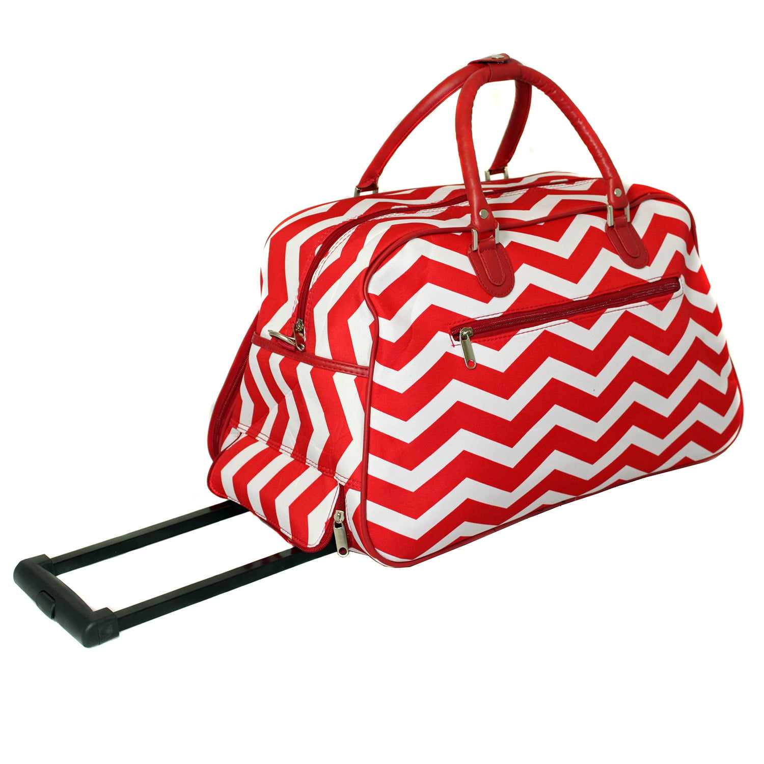 AllSeasons Prints 21" CarryOn Rolling Duffel Bag OrangeWhite ZigZag