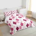 thumbnail image 3 of jejeloiu Modern Abstract Geometric Queen Comforter Set,Pink Rhombus Print Bedding Comforter Set For Men Women Reversible 3-Piece, 3 of 8