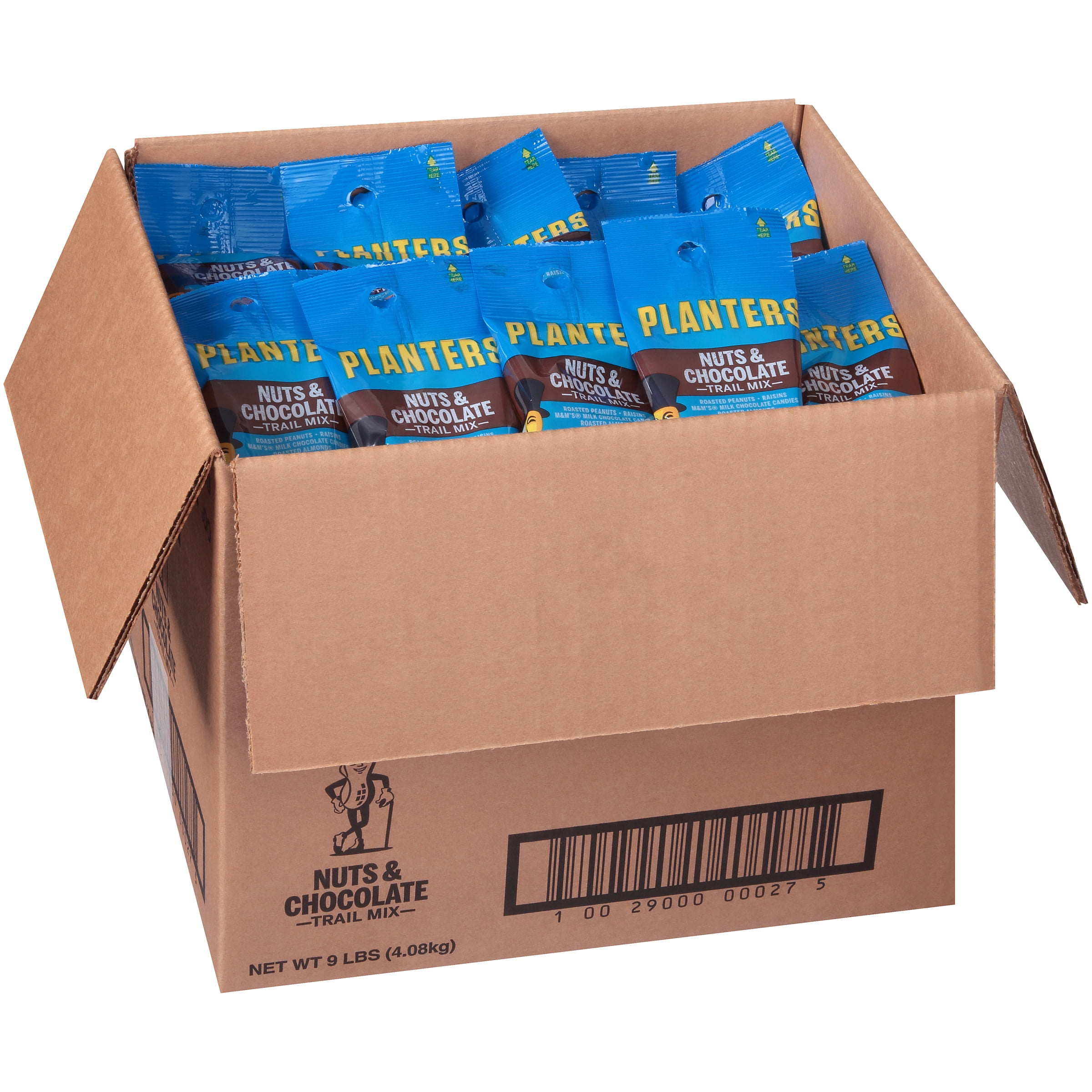 Planters Nuts & Chocolate Single Serve Trail Mix with Roasted Peanuts, M&M Chocolate Candies, Raisins & Roasted Almonds, 72 ct Casepack, 2 oz Packs