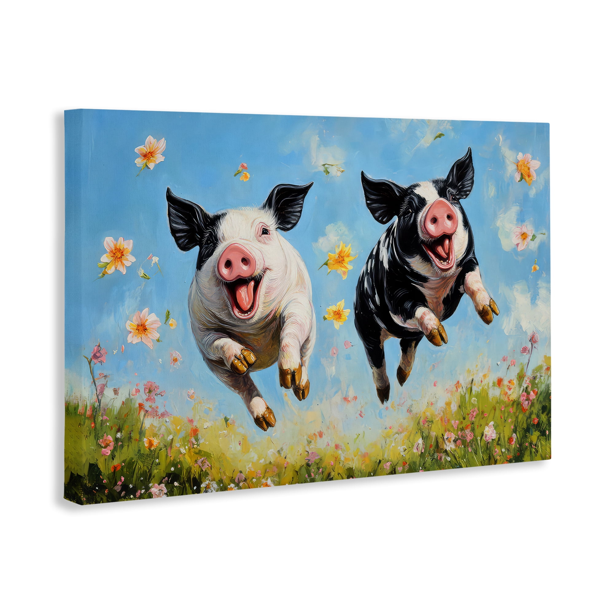 Stupell Industries Flying Pigs & Flowers Canvas Wall Art, design by The Wands Want