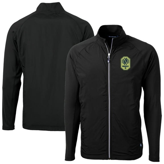 Men's-Cutter & Buck Black Nashville SC Adapt Eco Knit Hybrid Recycled Full-Zip Jacket