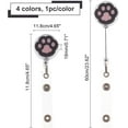 thumbnail image 2 of 1Box 4 Styles Cat Paw Shape Retractable Badge Reels, Paw Retractable Badge Clip, Alligator Clip Retractable Badge Holder, 46.5 inch Retractable Cord for Doctor Nurse, Multiple Color, 2 of 5