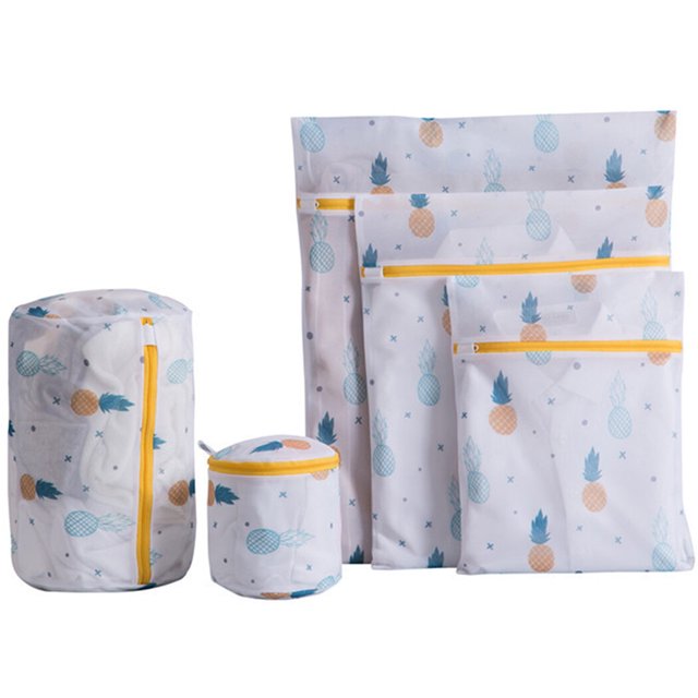 Bolsa de lavandería de malla fina, bolsa de lavado de ropa bonita impresa, bolsa de lavado de ropa interior, 5 uds.
