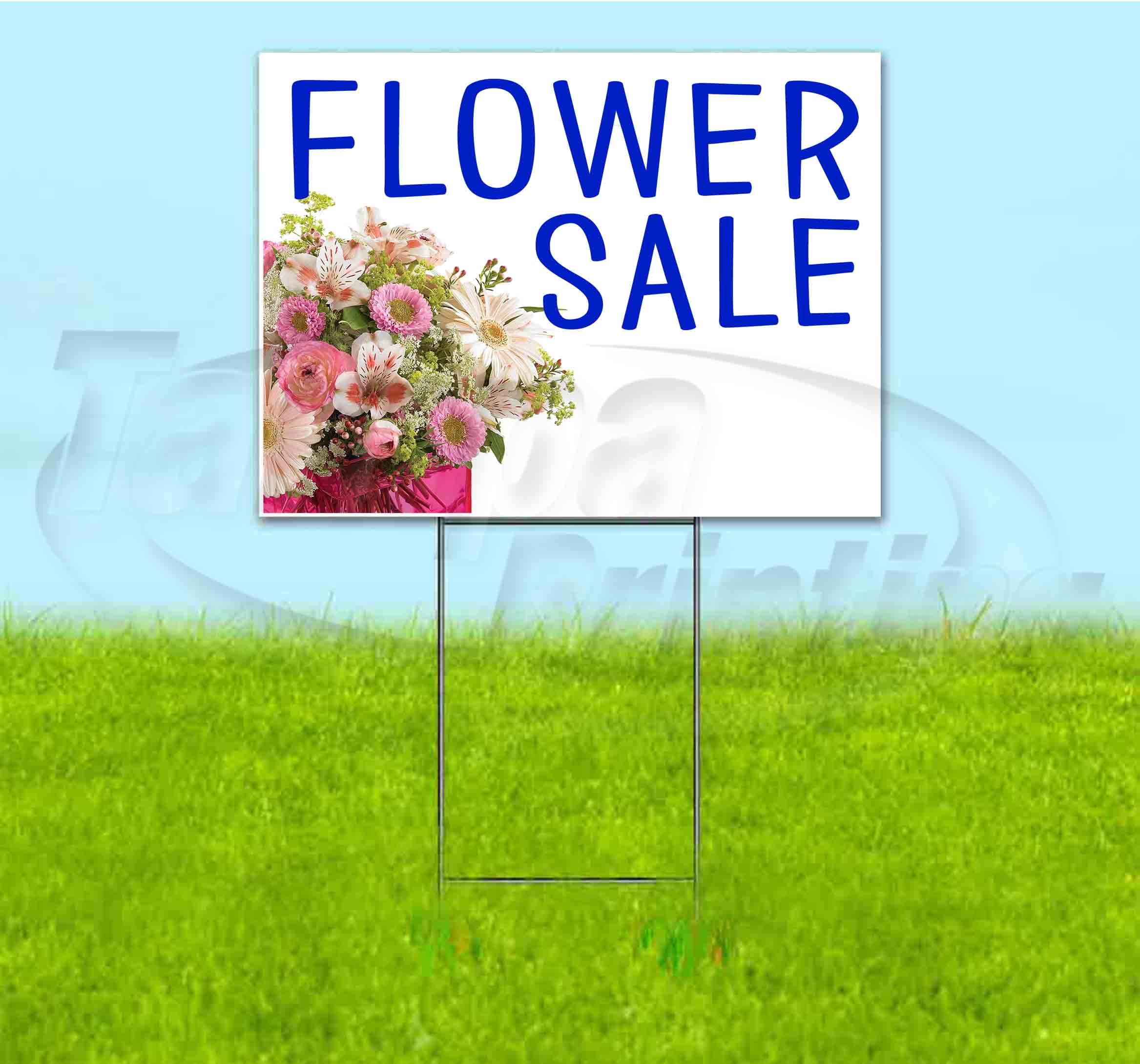 Flower Sale (18" x 24") Yard Sign, Includes Metal Step Stake