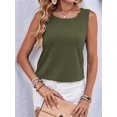 thumbnail image 5 of Womens Loose Fit Casual Flowy Tank Tops Crew Neck Trendy Sleeveless Summer Tops Clothes Green L, 5 of 9