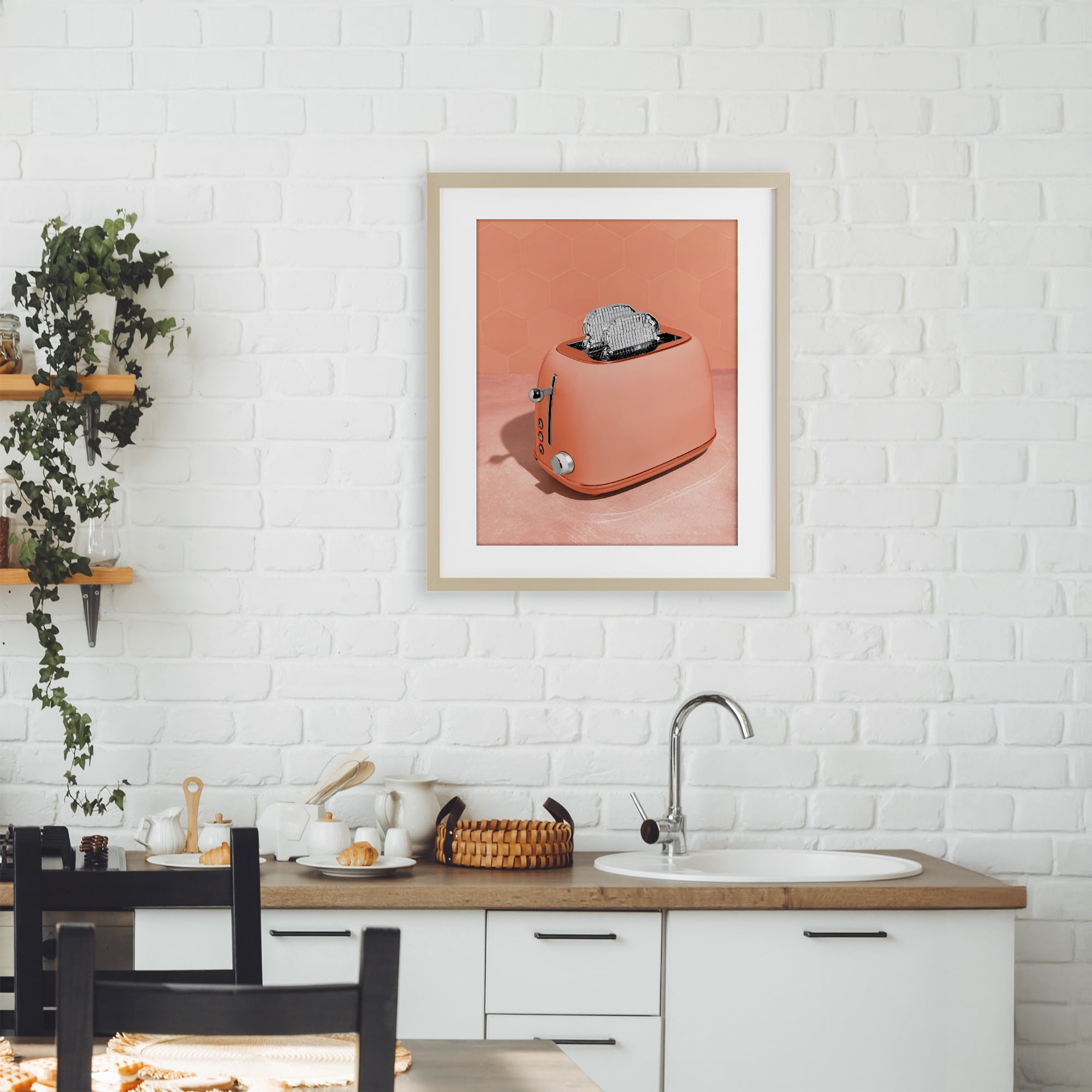 Stupell Industries Disco Toast over Orange Birch Framed Print Under Glass, design by LISH Creative