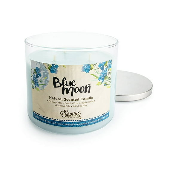 Blue Moon Scented 3 Wick Candle - All Natural - Made with 100% Responsibly Sourced Soy and Essential Fragrance Oils - Phthalate & Paraffin Free, Vegan, Non-Toxic