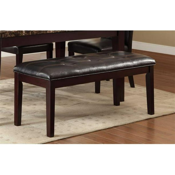 Homelegance Faux Leather Dining Bench, Brown Leather Dining Room Bench