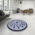 thumbnail image 4 of Ahgly Company Machine Washable Indoor Round Transitional Night Blue Area Rugs, 8' Round, 4 of 7