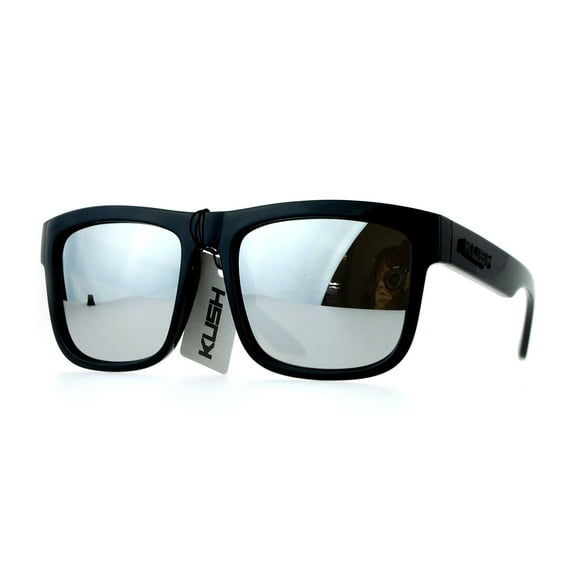 Kush Mens Mirror Lens Gangster Oversize Horn Rim Cholo Sunglasses Silver