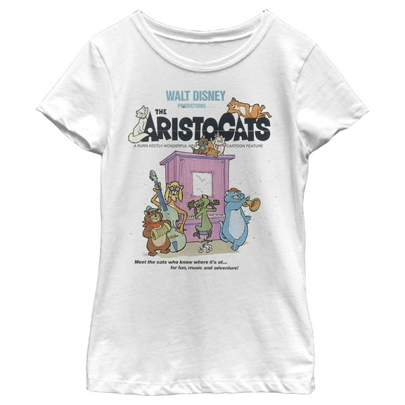 Girl's Aristocats Movie Poster Meet The Cats Graphic Tee White Medium