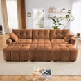 thumbnail image 3 of 3 - Seater Sofa Set With 3 Ottomans And Pillows, Sturdy Solid Wood Frame In Elegant Textured Chenille. Ideal For Living Rooms, Lounges, Offices, Hotels, Burnt Orange, 3 of 9