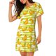 thumbnail image 2 of Balery Bananas On A Striped Camisón de manga corta con cuello redondo para mujer, cómodo y elegante., 2 of 6