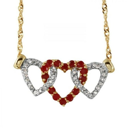 Foreli 1.02CTW Diamond And Ruby 14K Yellow Gold Necklace