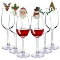 thumbnail image 2 of 10 unidades de tarjeta de copa de vino, decoración navideña, sombrero de Papá Noel, decoración de copa de vino, árbol de Navidad, muñeco de nieve, adornos para el hogar, suministros de fiesta de año n, 2 of 4
