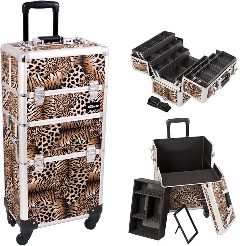 Sunrise I3461LPBR Leopard Trolley Makeup Case I3461