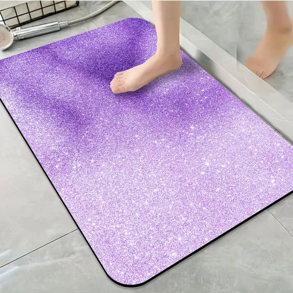 1pc Sparkling Purple Background Bathroom Rug Bathroom Decor and Accessories- Durable,Anti Slip,And Quick Drying,Suitable For Indoor/outdoor Use - Perfect For Bathrooms,Bedrooms,Kitchens