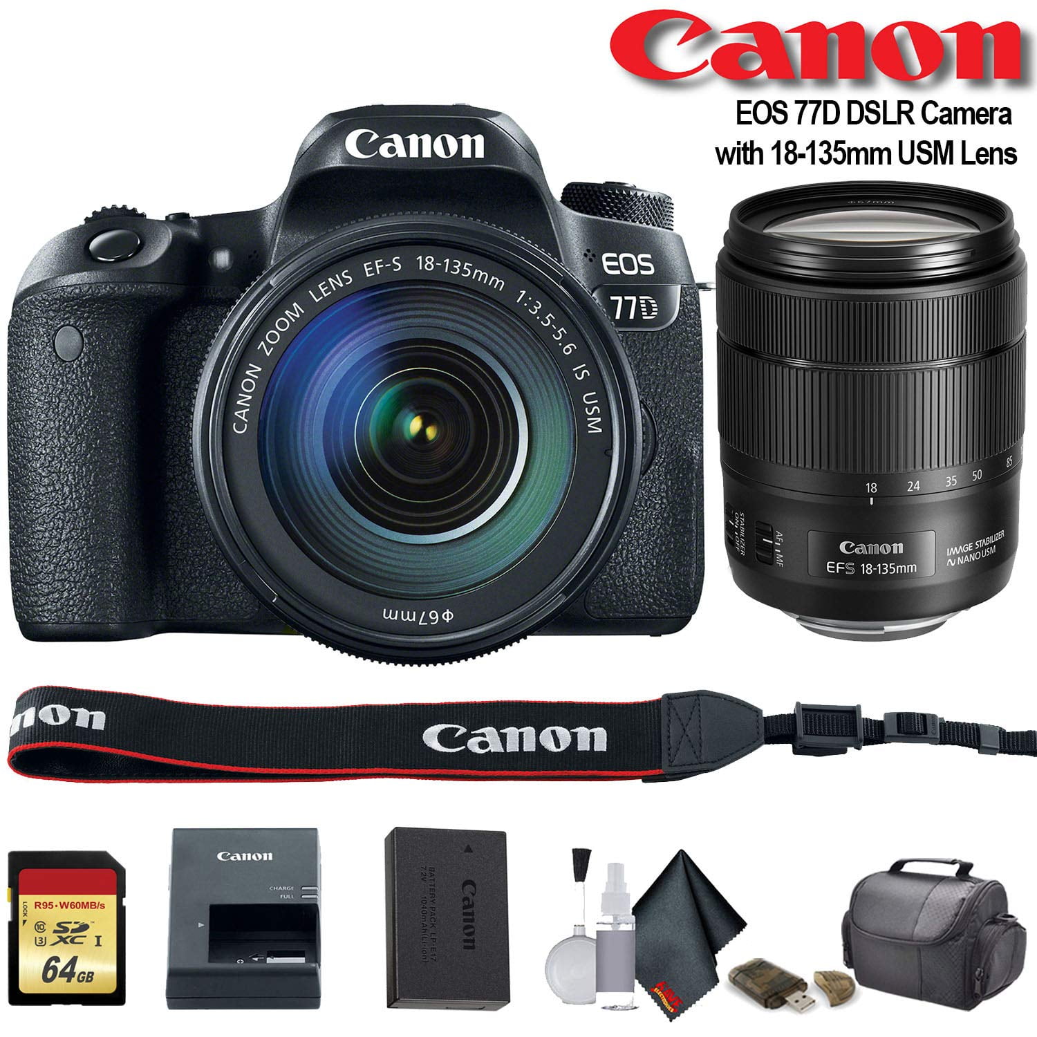Canon EOS 77D DSLR Camera with 18-135mm USM Lens (Intl Model