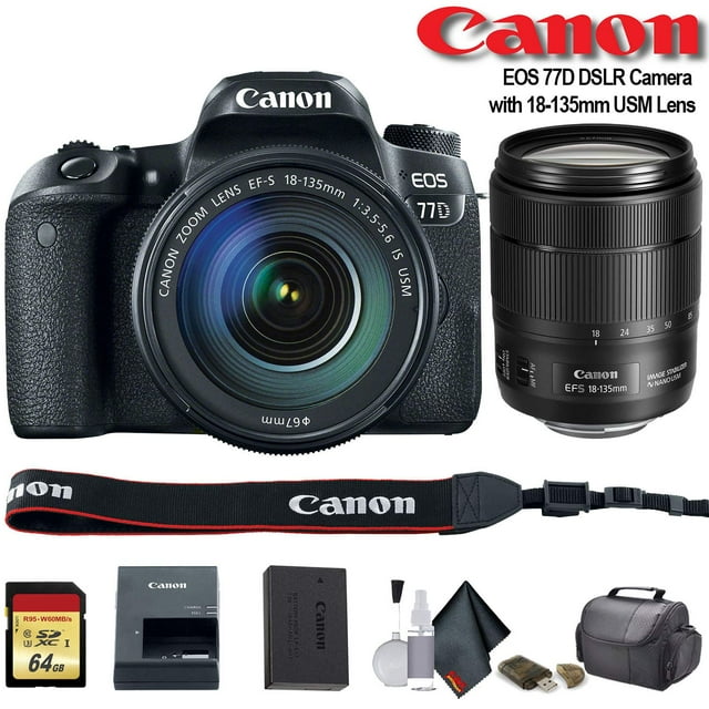 Canon EOS 77D DSLR Camera with 18-135mm USM Lens (Intl Model) - Starter Bundle