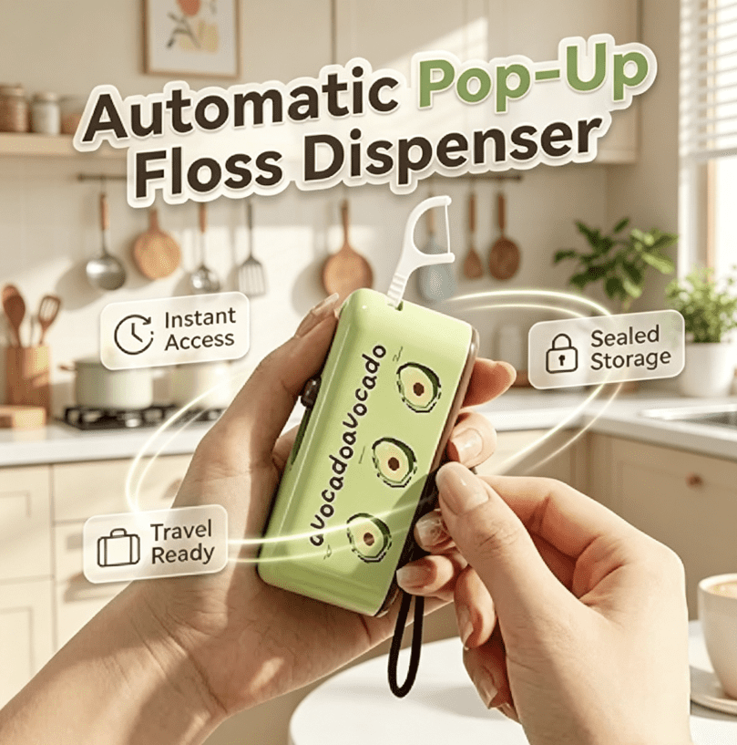 Automatic Pop-up Portable Floss Dispenser with 10 Pcs Dental Floss for Cleaning Teeth and Oral Care Portable Travel Floss is Perfect for Travel, for Home, Restaurant, and On-the-Go Oral Care