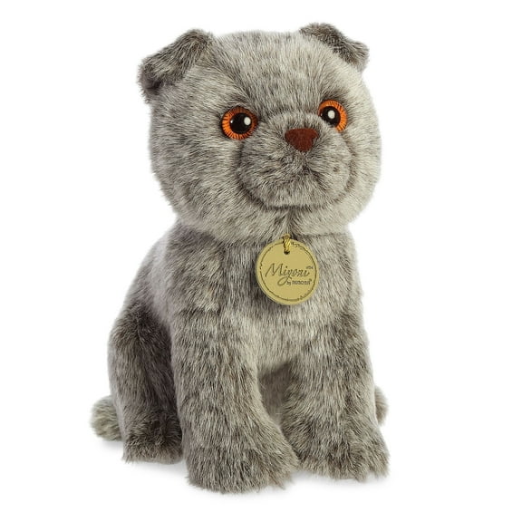 Aurora - Small Gray Miyoni - 9" Scottish Fold - Realistic Stuffed Animal