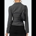 thumbnail image 4 of Camisas de Mujer con Botones, Larga A Rayas, Cuello, Blusas Informales de Trabajo, Conjuntos Modernos Gris L, 4 of 9