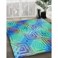 thumbnail image 3 of Ahgly Company Machine Washable Indoor Square Transitional Windows Blue Area Rugs, 5' Square, 3 of 7