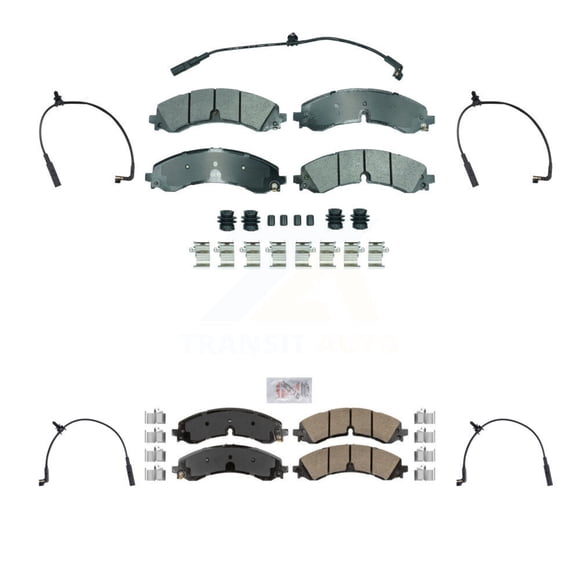 AmeriBRAKES Front Rear Ceramic Disc Brake Pads and Extra Wear Sensors Kit for Car 2023-2024 GMC Chevrolet Sierra 2500 HD Silverado 3500 6.6L KNW-101429