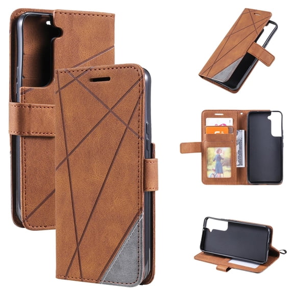 Feishell for Samsung Galaxy S21 Phone Case,Wallet Case for Women Men,[RFID Blocking]Shockproof Durable PU Leather Magnetic Closure Credit Card Slots Purse Flip Kickstand Classic Style,Brown