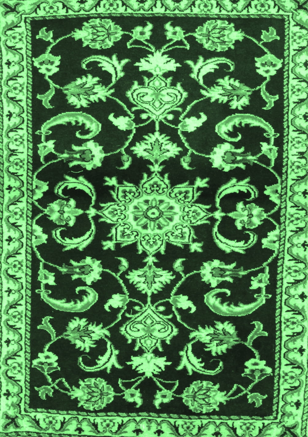 Dark Green Rectangular Rug Ahgly Company Indoor Rectangle Persian Emerald Green Traditional Area ...