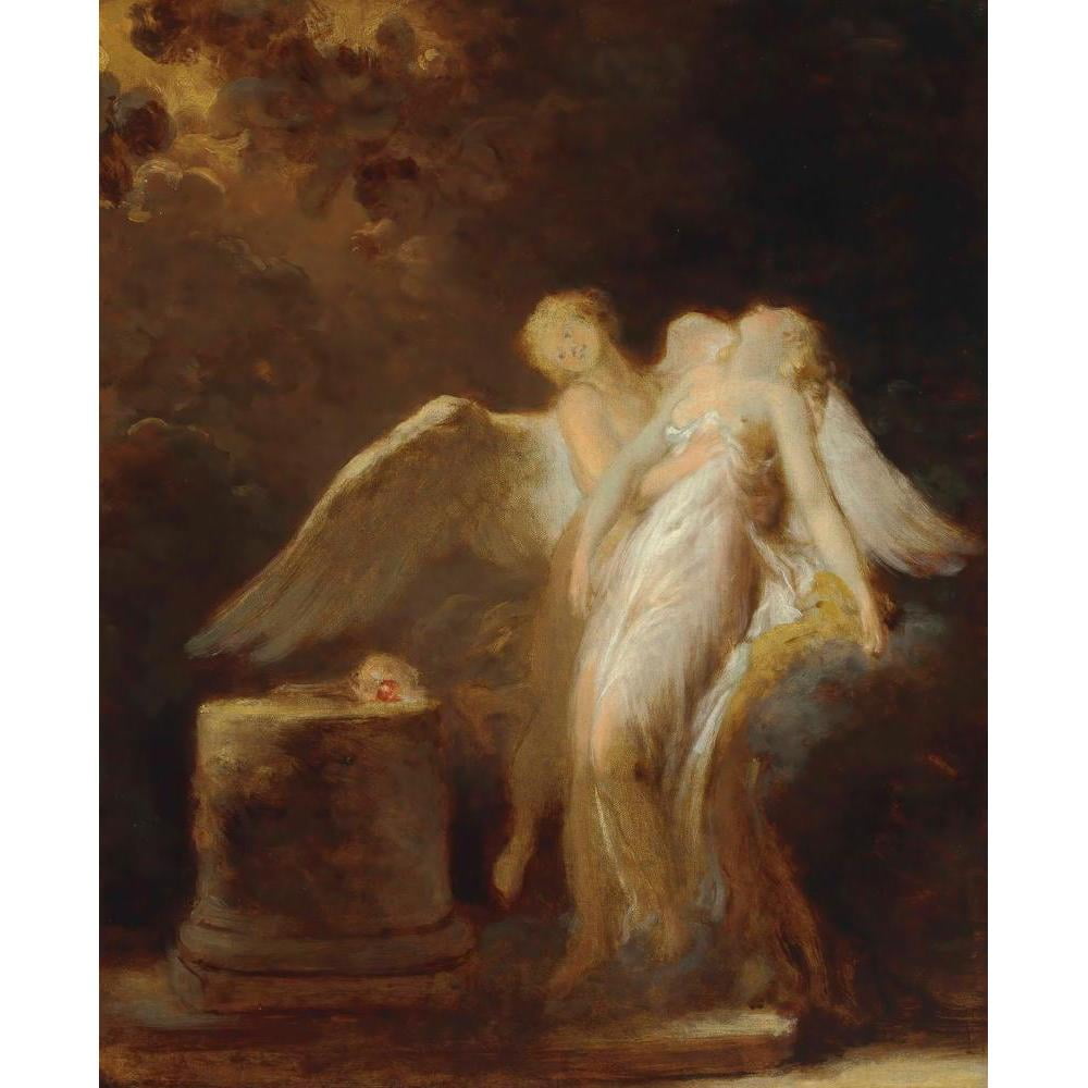 Jean-Honoré Fragonard 12x14 Black Modern Framed Museum Art Print Titled - The Sacrifice of the Rose