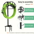 thumbnail image 3 of Garden Hose Holder with Basket, Freestanding Water Hose Reels Hanger, Detachable Heavy Duty Metal Water Hose Storage Stand Rack, 3 of 8