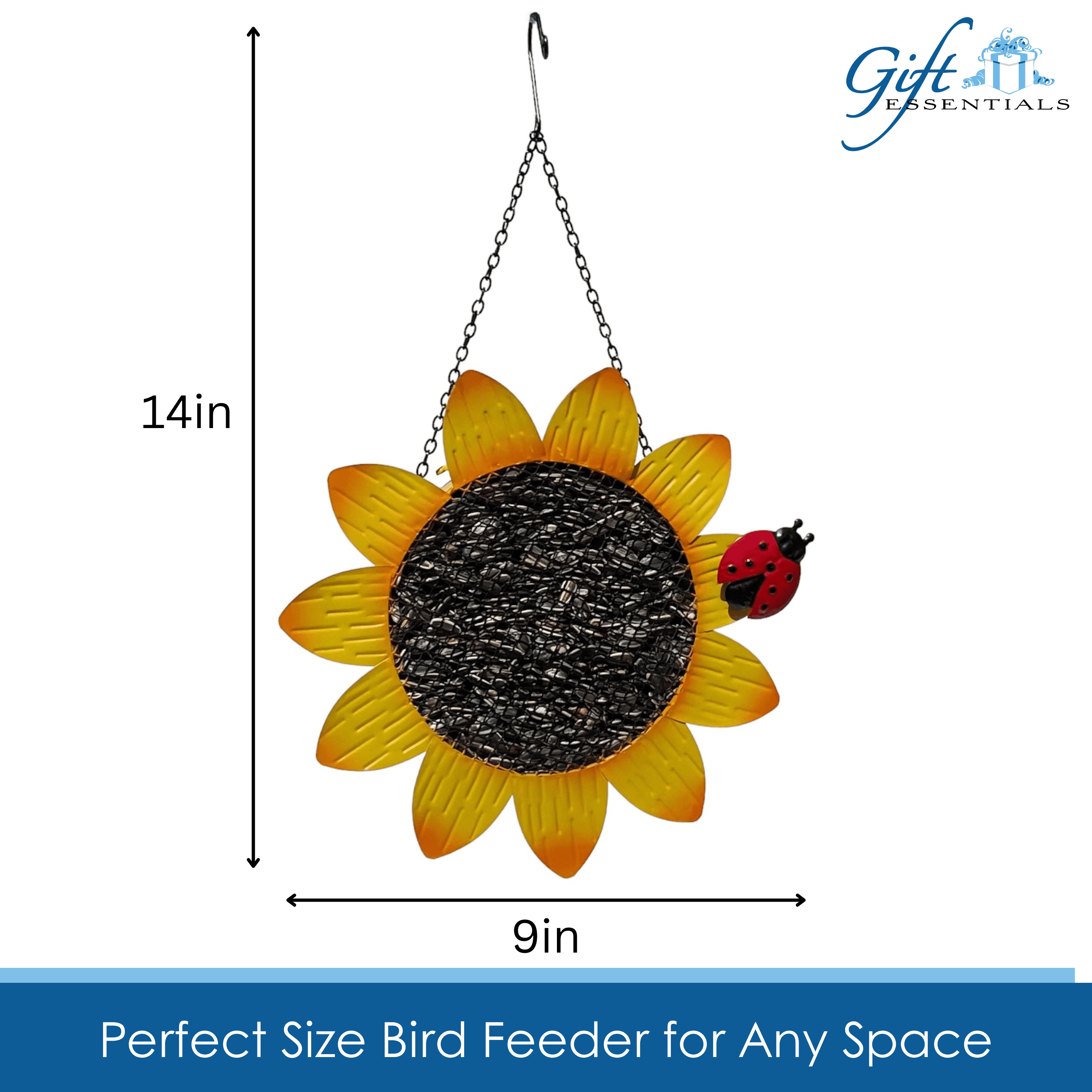 Gift Essentials Yellow Sunflower Metal Mesh Clinging Bird Seed Feeder GEF1001