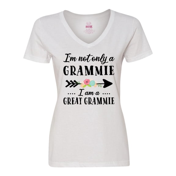 Inktastic I'm Not Only a Grammie I'm a Great Grammie with Flowers Women's V-Neck T-Shirt