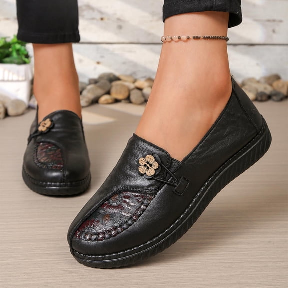 Office Womens Orthopedic Shoes, Office Women Shoes Slip On, Loafers for Women Business Casual Shoes Comfortable Lightweight Penny Loafers Slip On Work Shoes Comfort Walking Flats, Black 5.5
