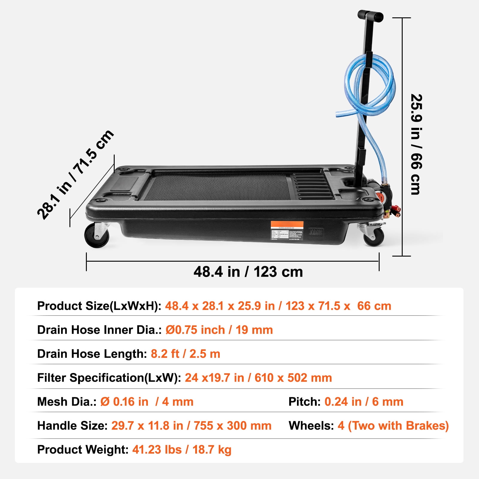 KFFKFF Low Profile Drain Pan 17 Gallon Drain Pan with 180 W Electric Pump