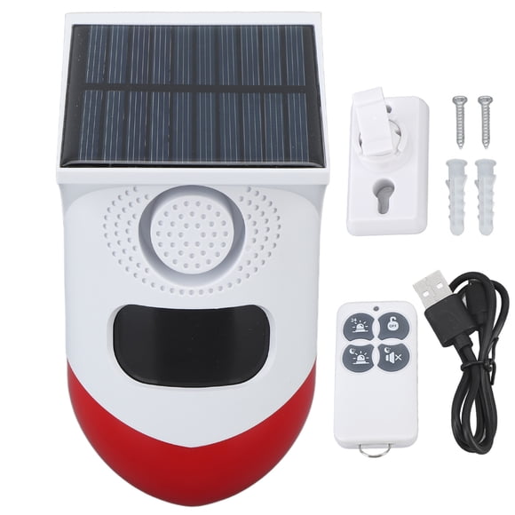 Alarma con sensor de movimiento, alarma solar con sonido y luz, inalámbrica, IP67, impermeable, alarma inteligente para exteriores con batería incorporada para granjas al aire libre.