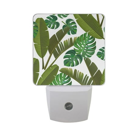 

Palm Leaves Tropical Night Light LED Dusk to Dawn Auto Sensor Night Lamp Plug-in Nightlight for Bedroom Hallway Kitchen 2 PCs