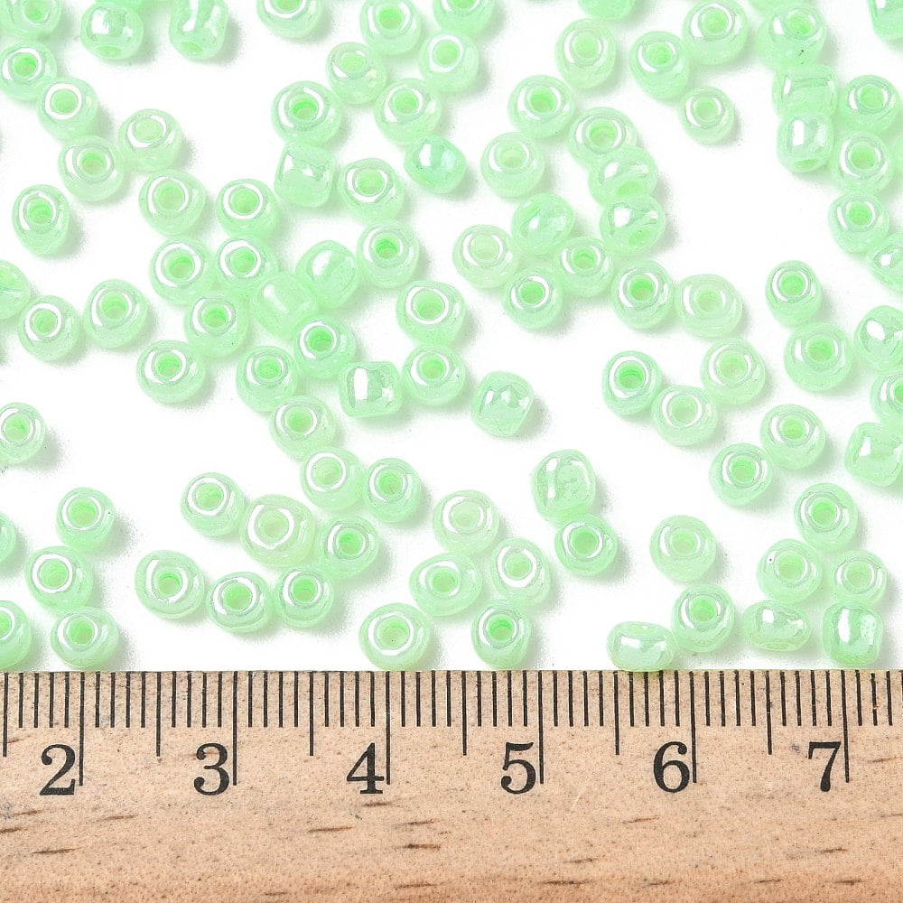 Glass Seed Beads Ceylon Round Pale Green 6/0 4mm Hole: 1.5mm about 4500pcs/pound