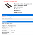 thumbnail image 2 of Front Brake Pad Set - Compatible with 2005 - 2023 Toyota Tacoma - AC Delco, 2 of 2