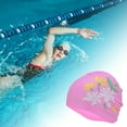 thumbnail image 2 of Unique Bargains 1 Pc Waterproof Morning Glory Pattern Swim Cap Pink Yellow, 2 of 6