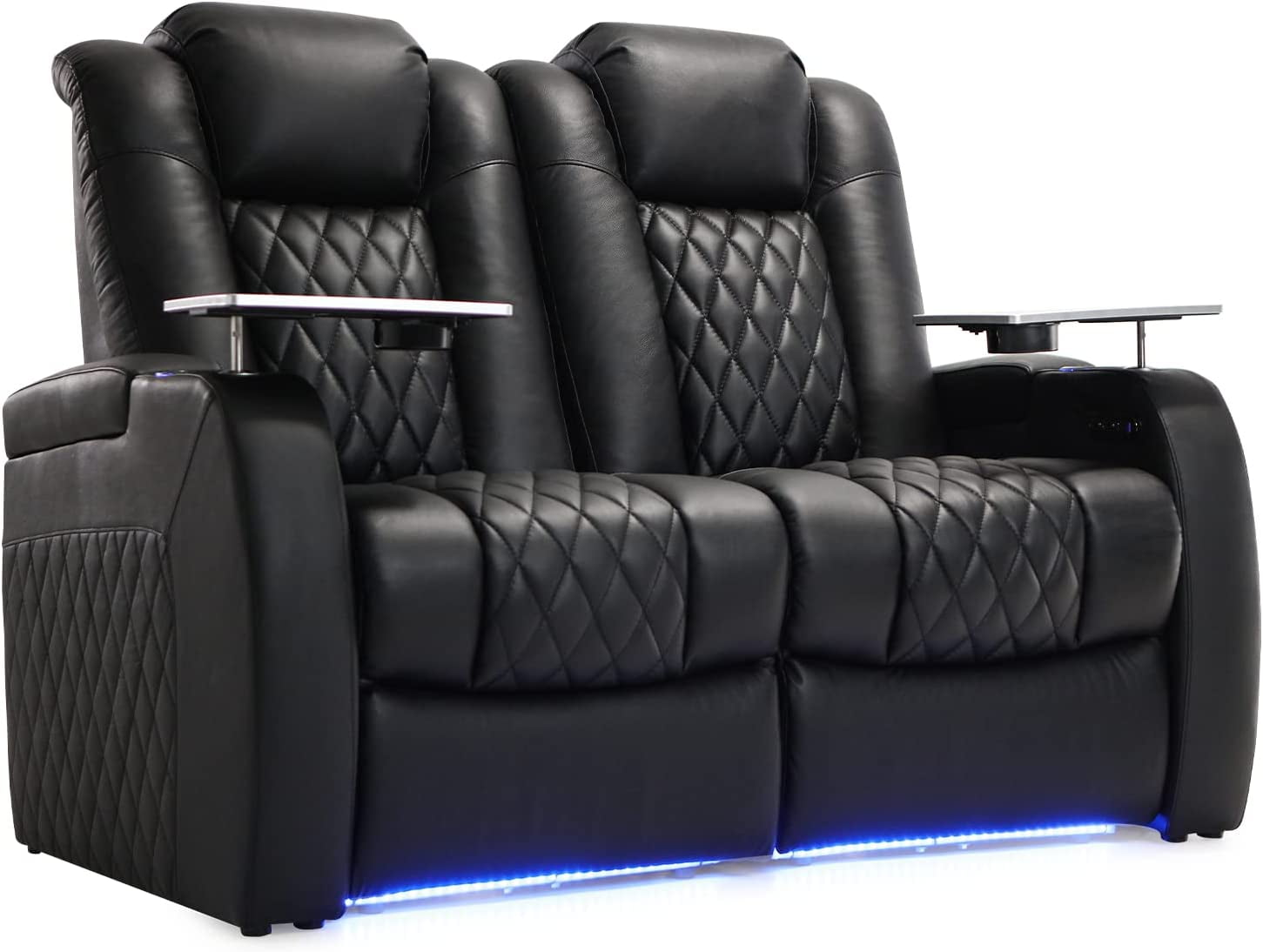 Weilianda Home Theater Seating Top Grain Leather Recliner Chair Dual Power Movie Gaming Sofa