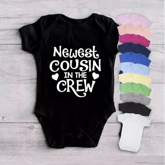 Newest Cousin In The Crew Baby Bodysuit Babygrow Vest Geeky Funny Family Gift Cute Baby Onesie, BABY BODYSUIT LAT 4424