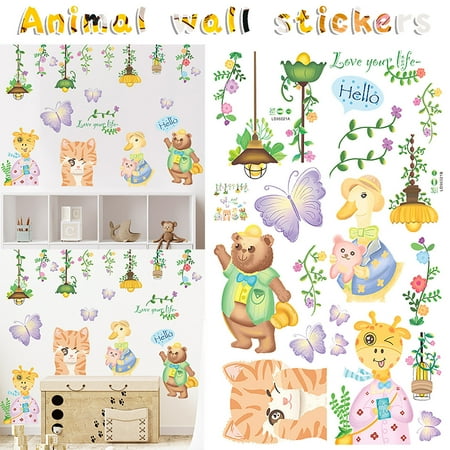 

lulshou Cartoon Small Animal Butterfly Flower Chandelier Children s Room Porch Home Wall Decoration Wall Sticker
