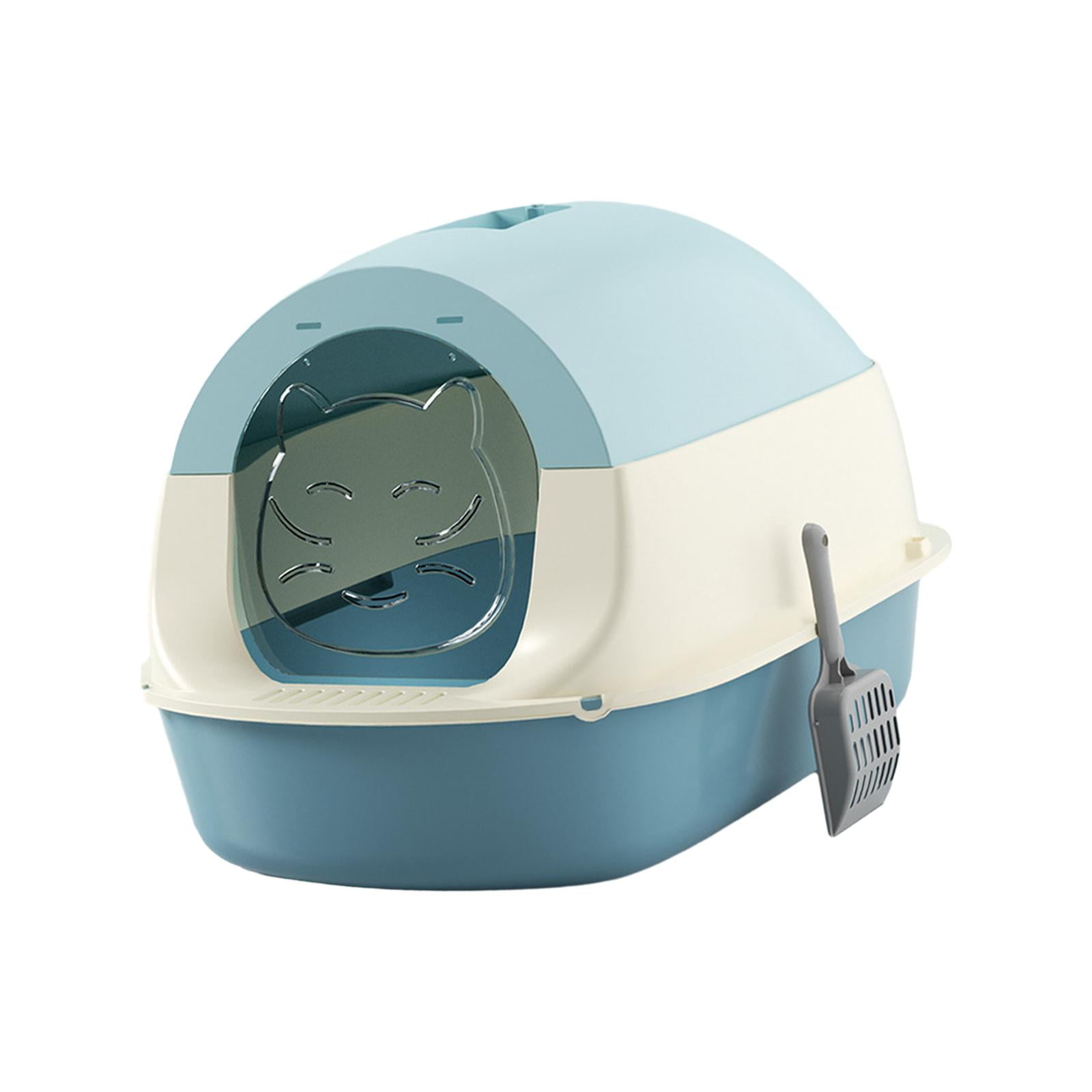 Bvdfgk Hooded Cat Litter Box Enclosed Cat Litter Box Easy to Clean Pet Supplies Sandbox blue