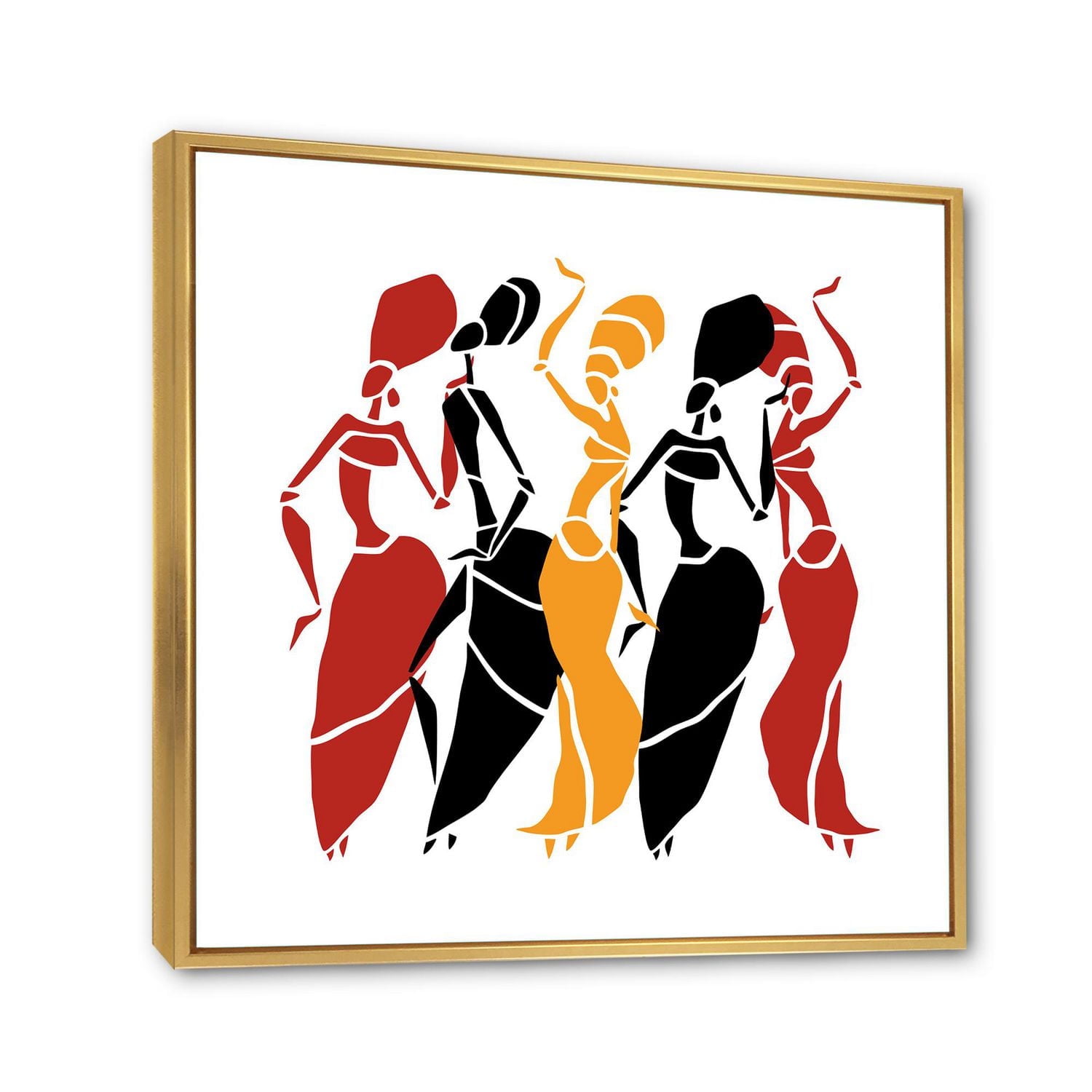 Designart Beautiful Dancers Afro American Silhouettes FLOAT FRAME WALL ART