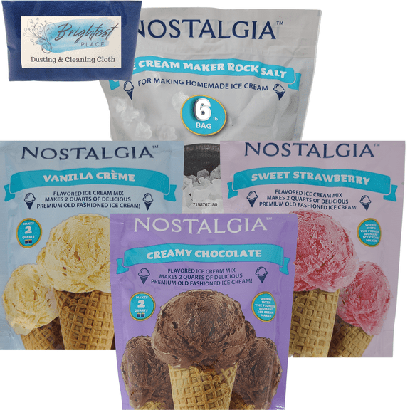 Nostalgia Ice Cream Mix Vanilla, Chocolate, Strawberry, Salt, Brightest Place Clean Cloth
