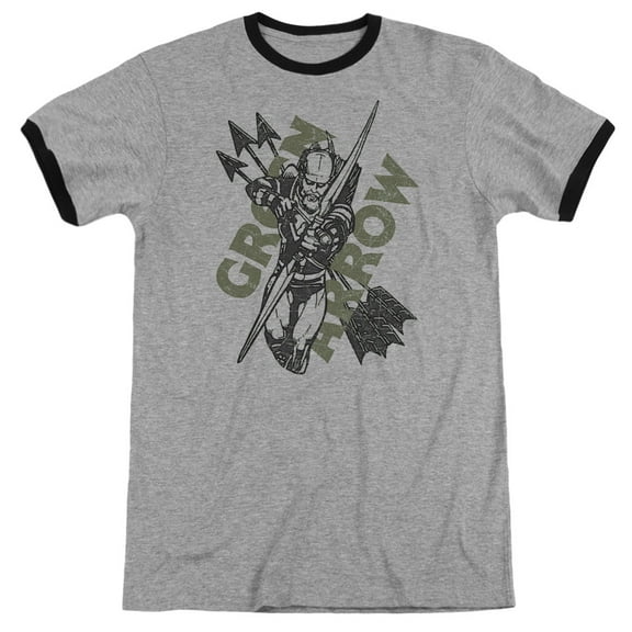 JLA Justice League Archers Arrows Adult Ringer T-Shirt Heather Black