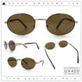 thumbnail image 2 of Classy Oval 90s Hip Hop Rapper Shade Metal Rim Retro Sunglasses Gold - Brown, 2 of 8